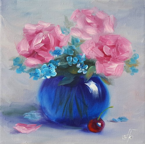 Pink floral bouquet original - pink,