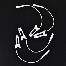 2 Pair Electrode Lead Wires with 2 Ear Clips for Tens Machine Massager 2.0mm