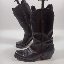 Loblan 548 Leather Mens Cowboy Boots Western Biker - Black - Size 10.5 UK