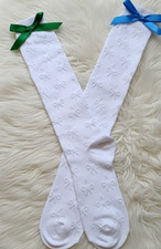 girls knee high 12.5/3.5 shoe ribbon bows school socks bundle