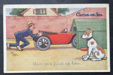 POSTCARD CLACTON ON SEA ESSEX MAN CAR DOG KENNEL REG CARTER HUMOUR