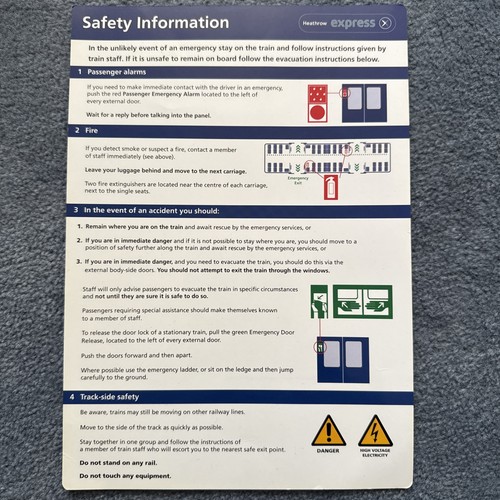 Heathrow express safety - card,