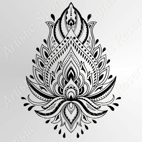 Lotus mandala reusable stencil - lotus,