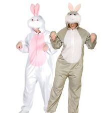 BUNNY RABBIT White Grey Jumpsuit Fancy Dress Costume Adult Plush Bugs Easter