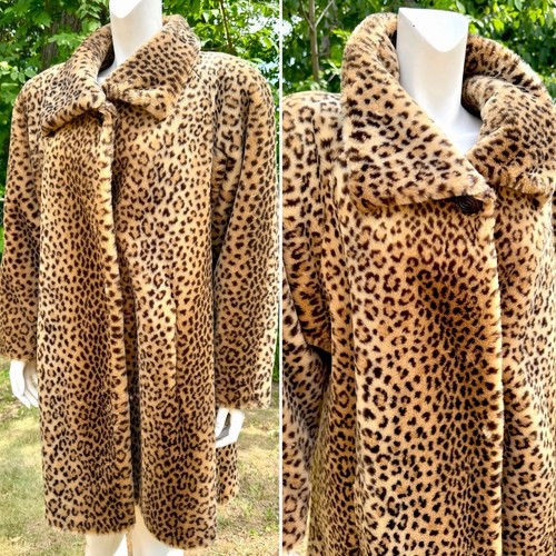 Vintage faux leopard fur coat - leopard,