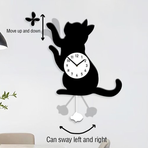 Cat butterfly wall clock - wall,