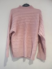 SOFT & WARM BABY PINK CABLE KNIT LONGLINE THIN JUMPER SMALL 8 10