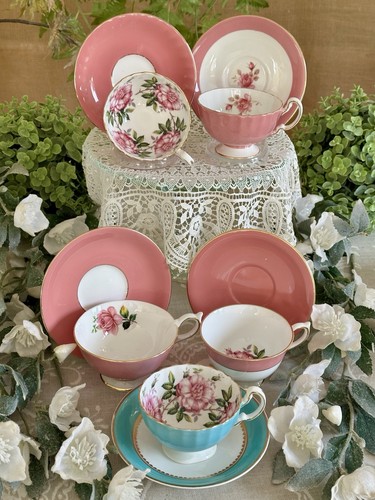 Five teacups saucers aynsley - saucers,