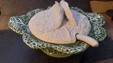 VINTAGE 'BORDALLO PINHEIRO STYLE' CABBAGE TUREEN WITH SPOON