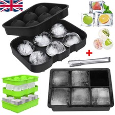 2PCS Large Ice Cube Tray Square Ice Spheres Balls Cube Maker Silicone Ice Tray
