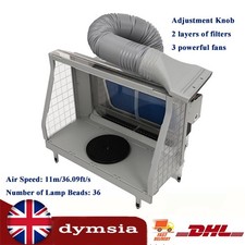 Spray Paint Booth w/3 LED Lights, Dual Filtration Plug for Airbrush Model Craft