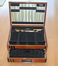 Empty Art Deco Two Level John Hall Cutlery Canteen Box - Solid Oak Box with Key