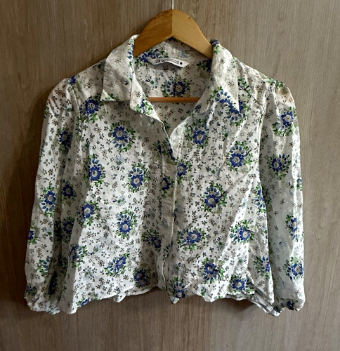 Zara white floral collared - floral,