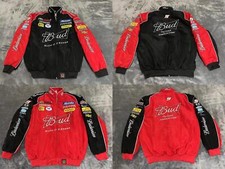 Adult F1 Racing Jacket Vintage, Budweiser Jacket ,Ebroidered Cotton Padded