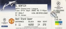 FULL TICKET Manchester United v SL BENFICA Champions League 27th Sep 2005