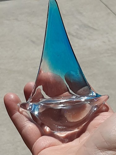 Vintage art glass sailboat - art,