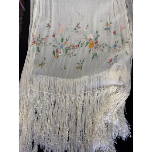 Antique cream silk - antique, shawl