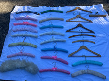 JOB LOT OF 25  x  USED OLD AND  MODERN  COAT HANGERS  FABRIC COVERED AND WOODEN
