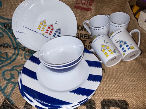 Beach hut melamine dinner set - hut,