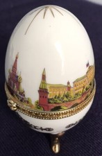 Opening Decorative Ceramic Egg trinket box with Gold Accents 4” Or 10cm High