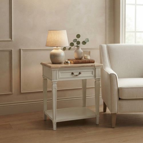 Cream bedside table - bedside,