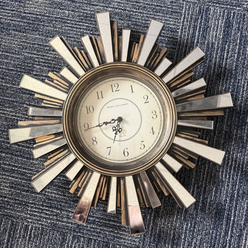 Sunburst clock distressed - clock,