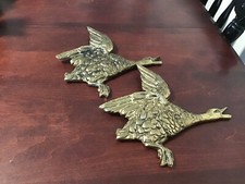 Vintage MCM Brass Flying Ducks