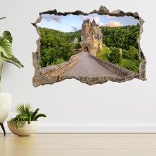 Burg Eltz Castle Sunset, Germany 3d Smashed View Wall Sticker Poster Decal A933
