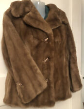 VINTAGE  TISSAVEL  BEIGE FAUX FUR COAT JACKET FURRIER MADE IN SCOTLAND