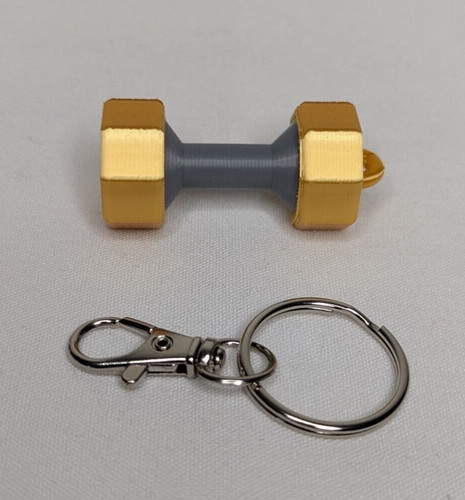 Mini gold dumbbell keychain - mini,
