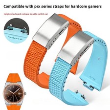 For Tissot PRX Viton Quick Release Watch Strap Folding Buckle Interface 11/12mm