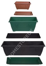 PLASTIC RECTANGULAR WINDOW BOX PLANTER POT OR WATER BASE DRIP TRAY GARDEN PLANT