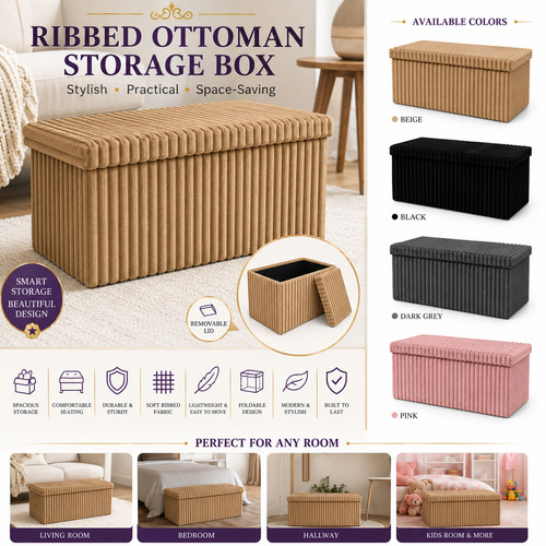Folding ottoman storage - folding, box