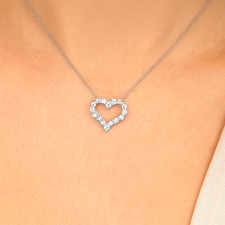 14K Heart White Gold  Diamond Necklace Pendant with a 17.5" Chain MSRP $2,000