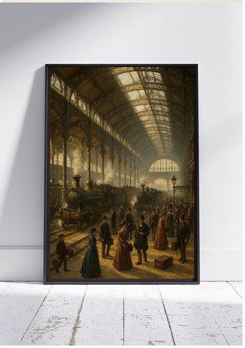 Victorian train station art - victorian,