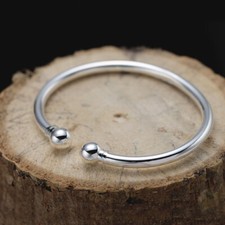 Silver Smooth Torque Bangle Bracelet Stamped 925
