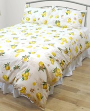 LEMONS BEDDING CURTAINS EXTRA DEEP FITTED SHEETS YELLOW RECIPE TEXT CREAM COTTON