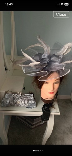 Ladies grey fascinator - grey,