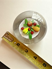 Antique St Louis Paperweight Fruit Bouquet Latticinio Basket Double Swirl