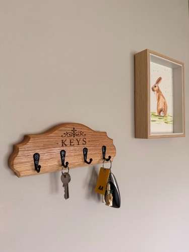 Key holder wall mounted - key, oak