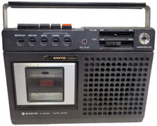 Sanyo M2246G Cassette Tape Player Recorder Black Vintage Tested & Working