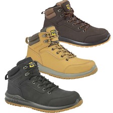 Grafters Leather Work Safety Boots Hiker Steel Toe Ankle Work Boot Trainer Shoes