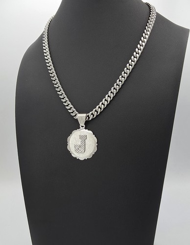 Silver initial necklace 7mm - silver,