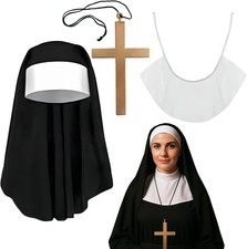 3Pcs Halloween Nun Costume