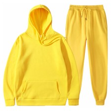 2PC Tracksuit Set Womens Long Sleeve Hoodies+Joggers Solid Sport Gym Activewear