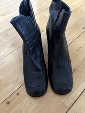 Patrick Cox Black Leather Ankle Boots Side Zip Rubber Sole Size 41 UK 7/8