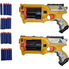 Nerf Maverick REV-6 Blaster Soft Dart Gun x2 Toy Bundle with 20 Foam Bullets
