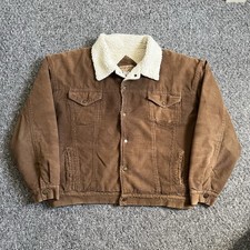 Wrangler Hero Corduroy Trucker Jacket Sherpa Fleece Lined Brown Cotton Men’s XL