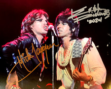 ROLLING STONES: Signed Mick Jagger + Keith Richards 8x10 inch Autographs w/COA