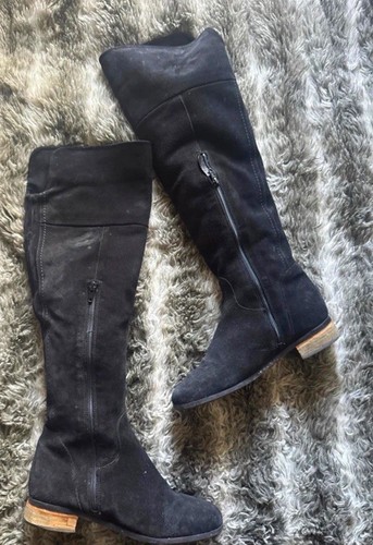 Clarks womens black suede knee - clarks,